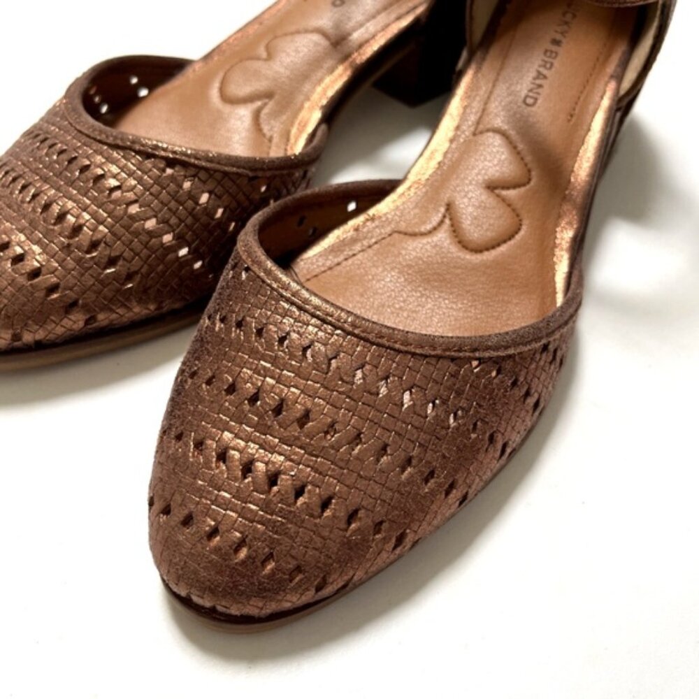 Lucky Brand Maliya Ankle Strap Heeled Sandal Shoes - Size 7 Bronze - Picture 6 of 9